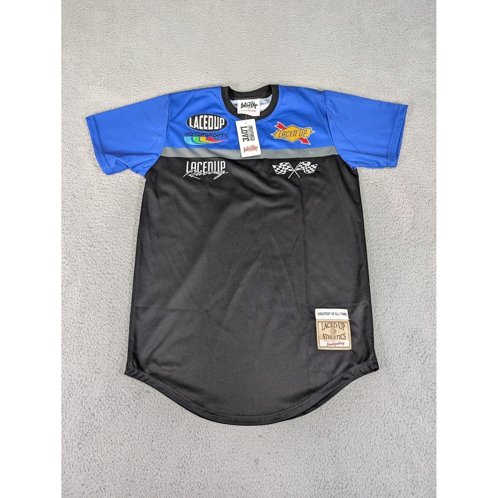 Laced Up‎ Racing Shirt Mens Large Motorsports Checkered Flags 23 Jersey Racing